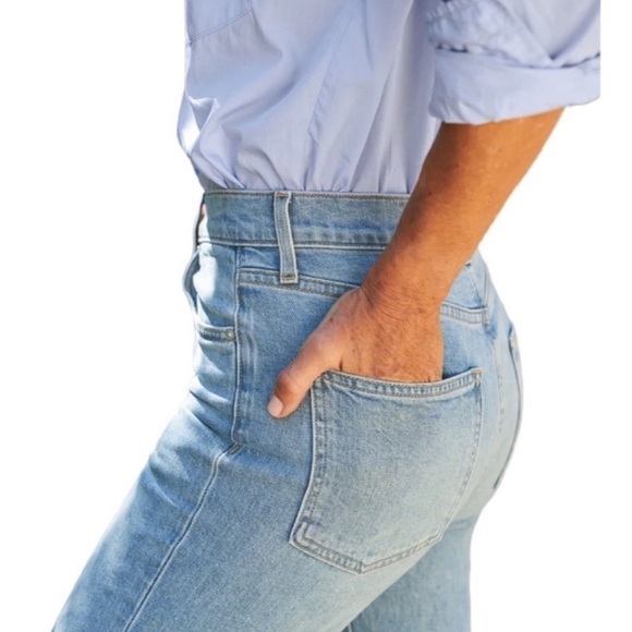 Frank & Eileen Monaghan Button Fly High Rise Raw Hem Straight Leg Mom Jeans 28 - Picture 2 of 16